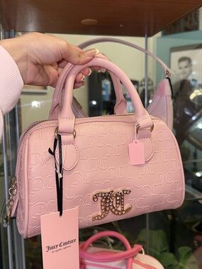Juicy Couture Pink Embossed handbag with Crystal Logo